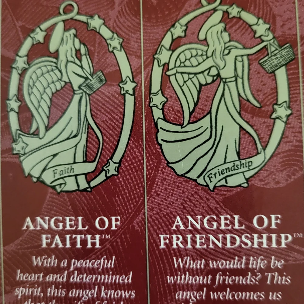 Longaberger Silver Tone Angel Christmas Ornaments (Silver, Black, Red)
